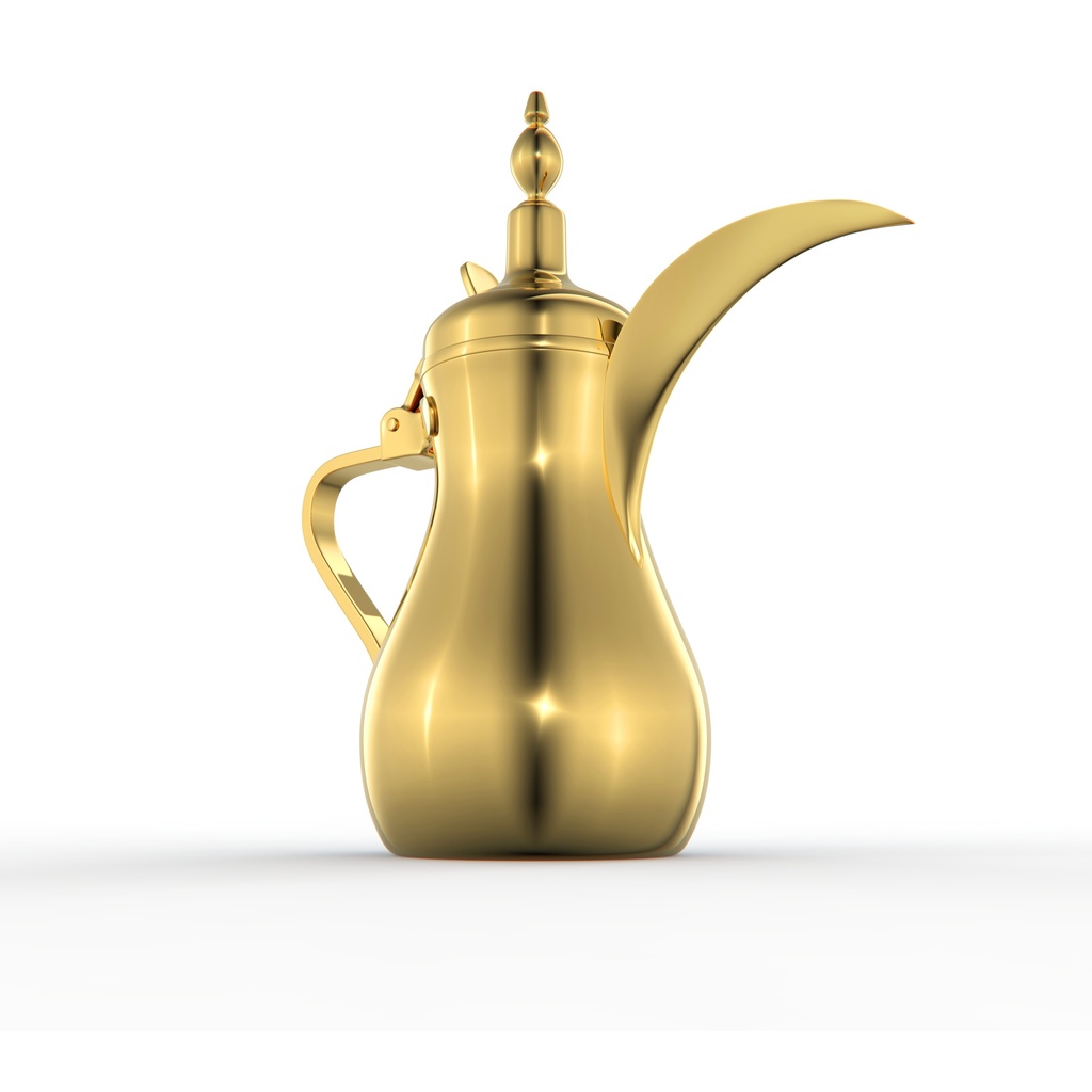 Dallah Al Saif No. (1) with an elegant traditional design, ideal for preparing and serving Arabic coffee - gold - 48 ounces