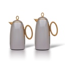 Turf thermos set for coffee and tea, two pieces from Al Saif, capacity 1.0/0.7 liters / elegant design to suit all tastes / made to preserve heat - golden nickel