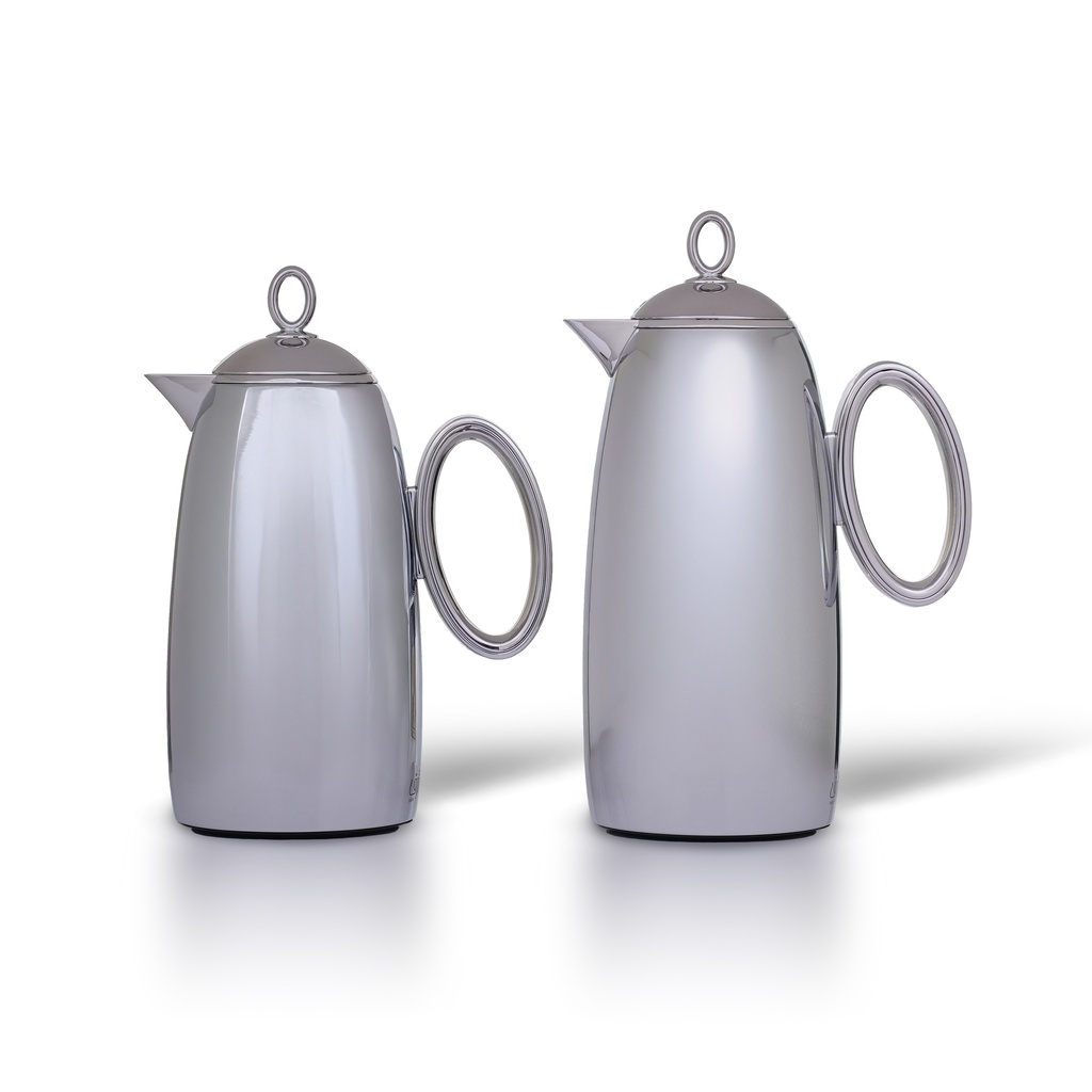 Tarf thermos set for coffee and tea, two pieces from Al Saif, capacity 1.0/0.7 liters / elegant design to suit all tastes / made to preserve heat - chrome