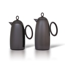 Luxury thermos set for coffee and tea, two pieces from Al Saif, capacity 1.0/0.7 liters / Elegant design to suit all tastes / Made to preserve heat - Wooden black nickel