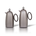 Luxury thermos set for coffee and tea, two pieces from Al Saif, capacity 1.0/0.7 liters / elegant design to suit all tastes / made to preserve heat - dark wooden matte nickel