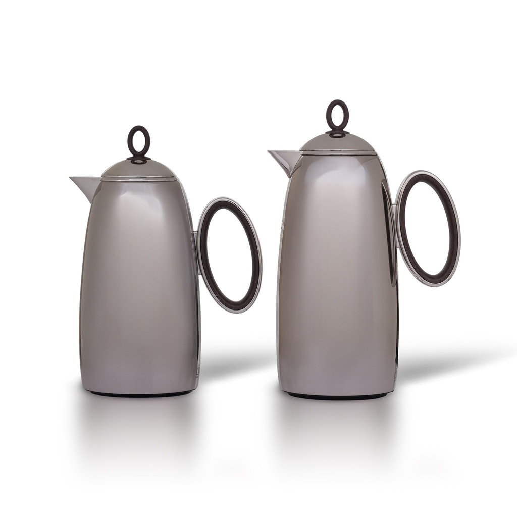 Turf thermos set for coffee and tea, two pieces from Al Saif, capacity 1.0/0.7 liters / elegant design to suit all tastes / made to preserve heat - wooden nickel