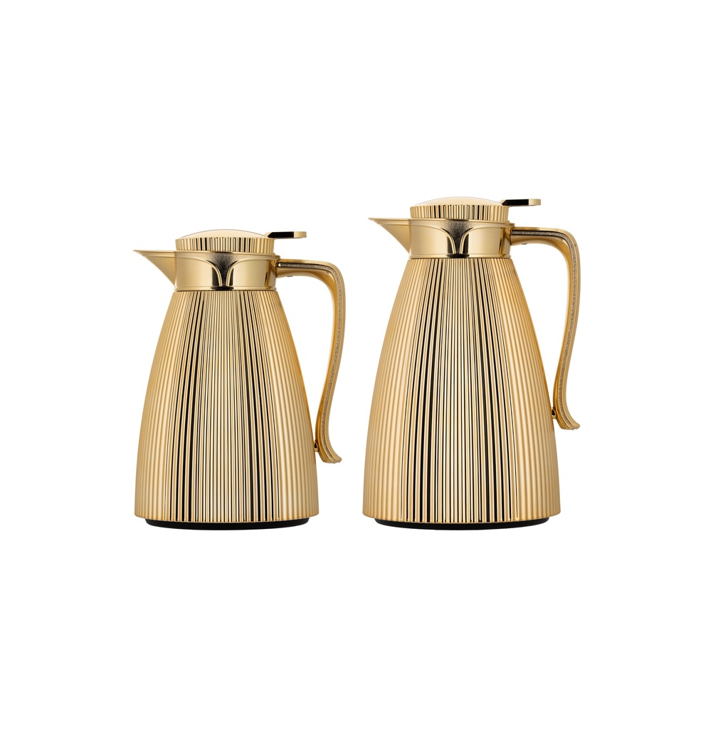 Ola thermos set for coffee and tea, two pieces from Al Saif, capacity 1.0/0.7 liters / elegant design to suit all tastes / made to preserve the heat of drinks for long hours - gold