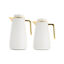 Lara thermos set for coffee and tea from Al Saif - 2 pieces / size 1.0/0.7 liters / multi-colored - pearl/gold