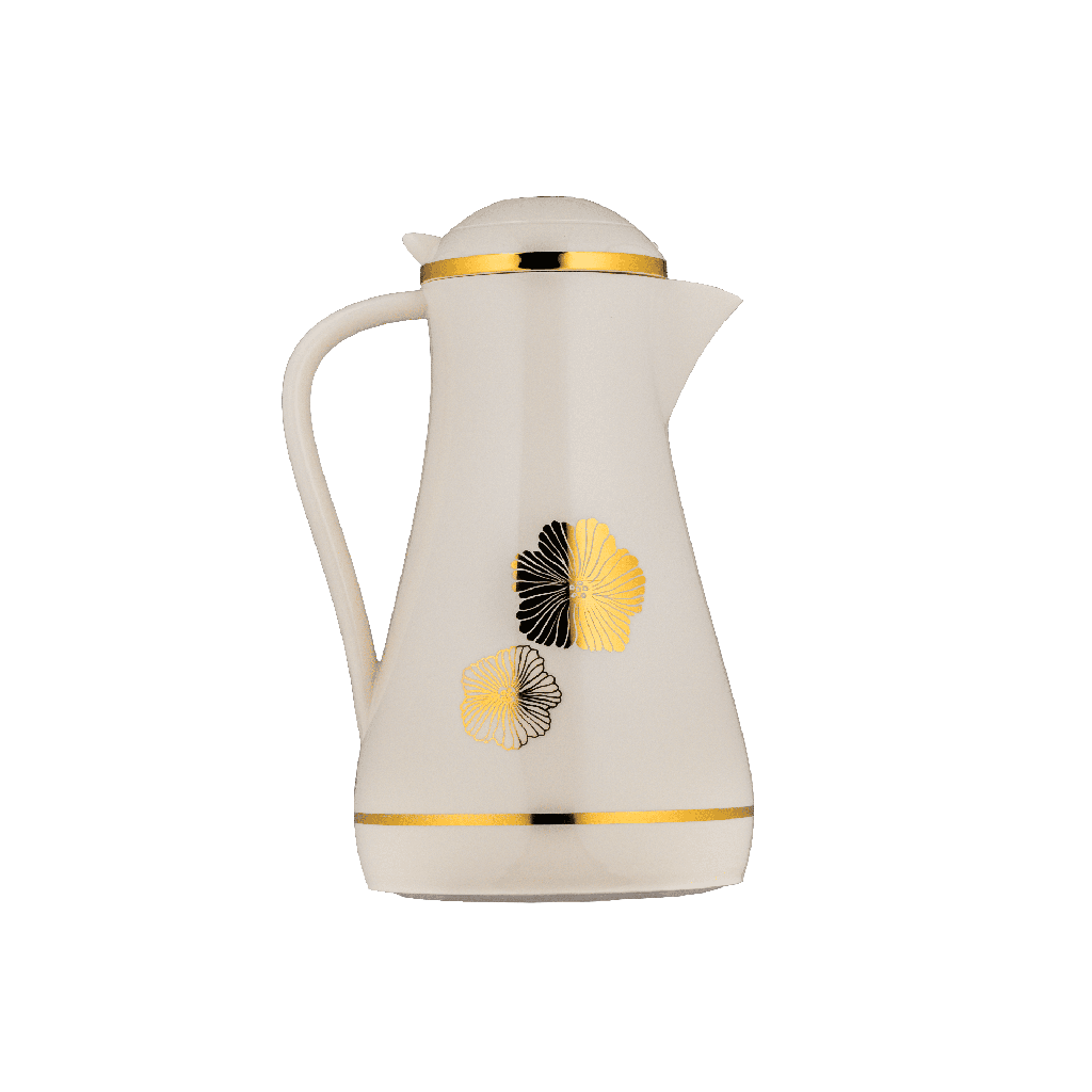 ترمس قهوة او شاي من ديفا / تصميم أنيق يناسب جميع الأذواق سعه 1 لتر - عاجي/ذهبي