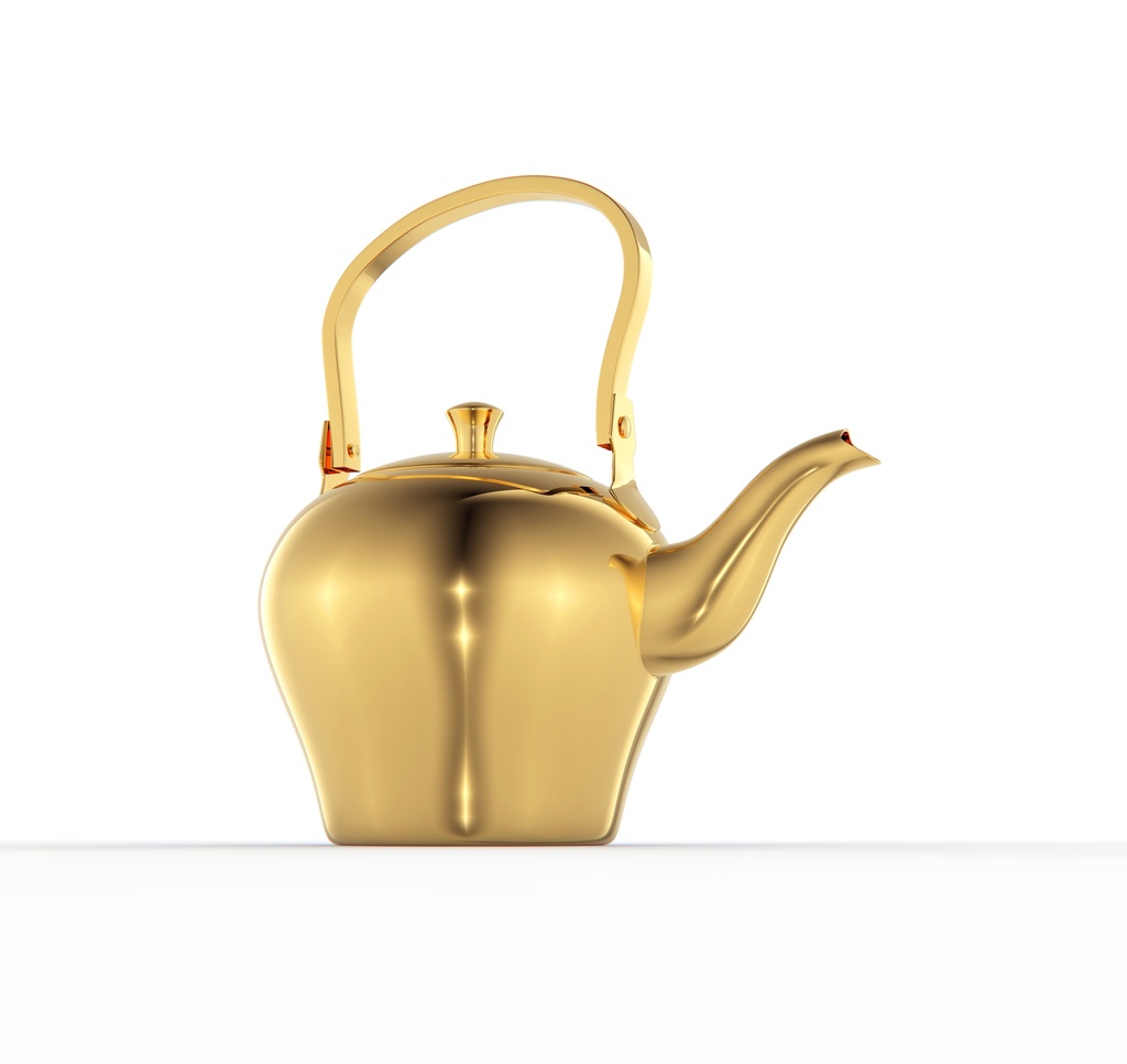 Durable and elegant teapot from Al Saif, ideal for serving all kinds of tea, golden color, multiple sizes - 2 liters