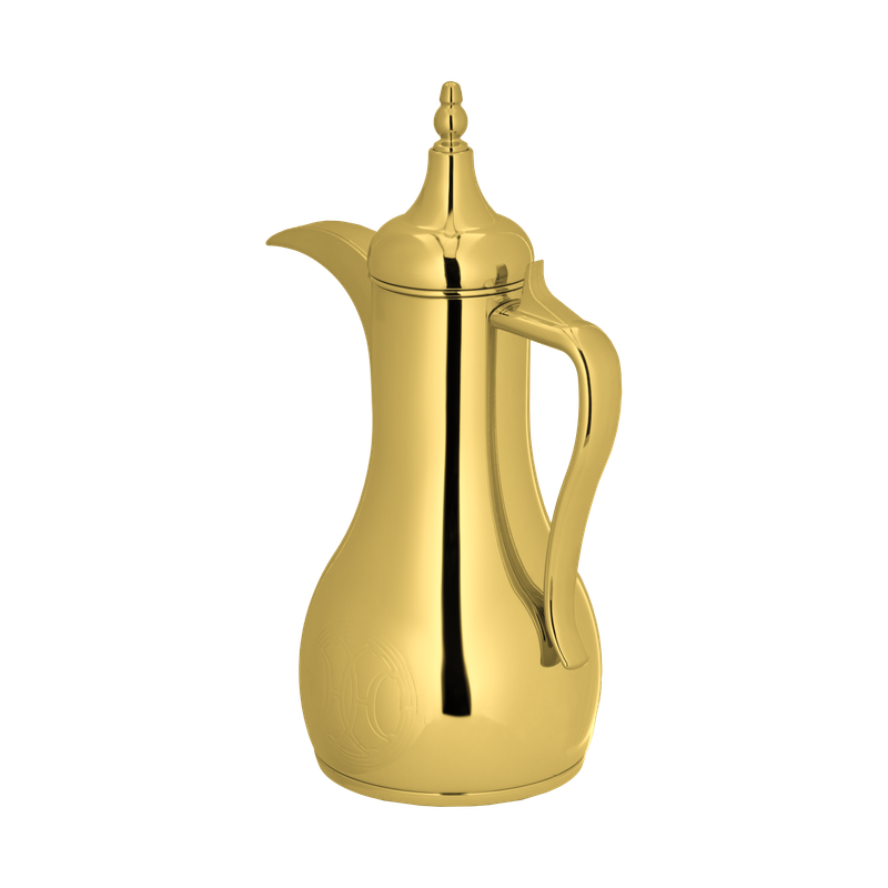 Anas Thermos for coffee and tea from Al Saif / Elegant design to suit all tastes / Made to maintain the heat of drinks for long hours / Ideal for daily use at home or office / Multi-colored - first pattern - 0.85 liters - gold