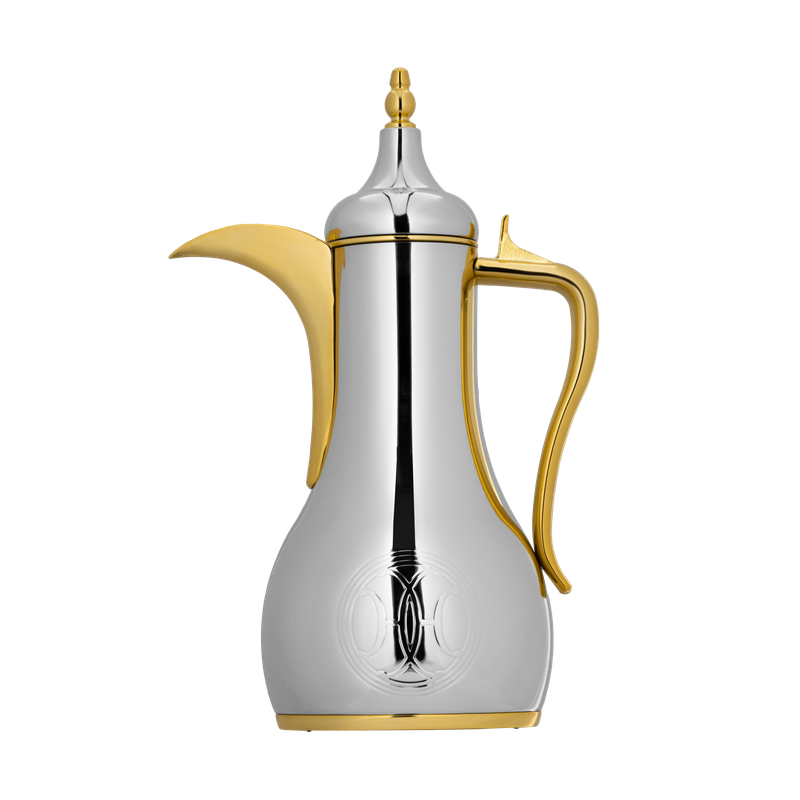 ترمس أنس قهوة وشاي من السيف / تصميم أنيق يناسب جميع الأذواق / مصنوع للحفاظ على حرارة المشروبات لساعات طويلة / مثالي للاستخدام اليومي في المنزل أو المكتب / متعدد الالوان - النقشة الاولى - 0.85 لتر - نيكل/ذهبي