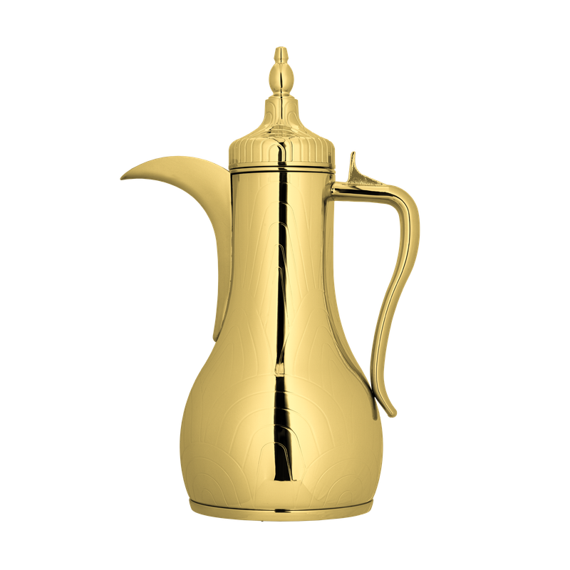 Anas Thermos for coffee and tea from Al Saif / Elegant design to suit all tastes / Made to maintain the heat of drinks for long hours / Ideal for daily use at home or office / Multi-colored - second pattern - 0.85 liters - gold