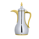 Anas Thermos for coffee and tea from Al Saif / Elegant design to suit all tastes / Made to maintain the heat of drinks for long hours / Ideal for daily use at home or office / Multi-colored - second pattern - 0.85 liters - nickel/gold