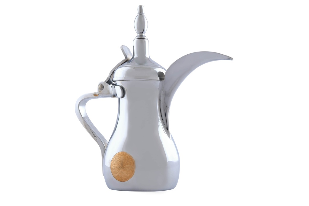 Al Saif Dallah with logo in an elegant traditional design, ideal for preparing and serving Arabic coffee - 32 oz