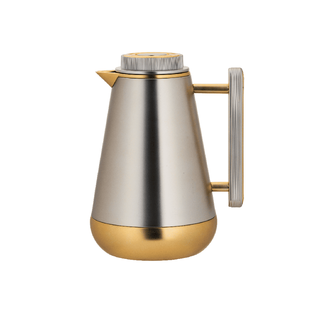 Lilia thermos for coffee and tea from Al Saif / Elegant design that suits all tastes / Made to maintain the heat of drinks for long hours - 0.75 liters - matte golden nickel