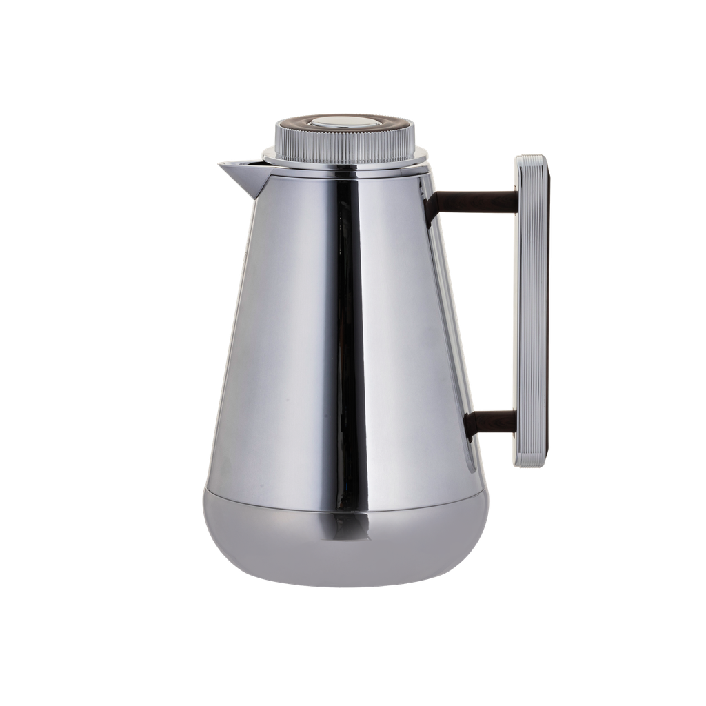 Lilia thermos for coffee and tea from Al Saif / Elegant design that suits all tastes / Made to maintain the heat of drinks for long hours - 1.3 liters - wooden chrome