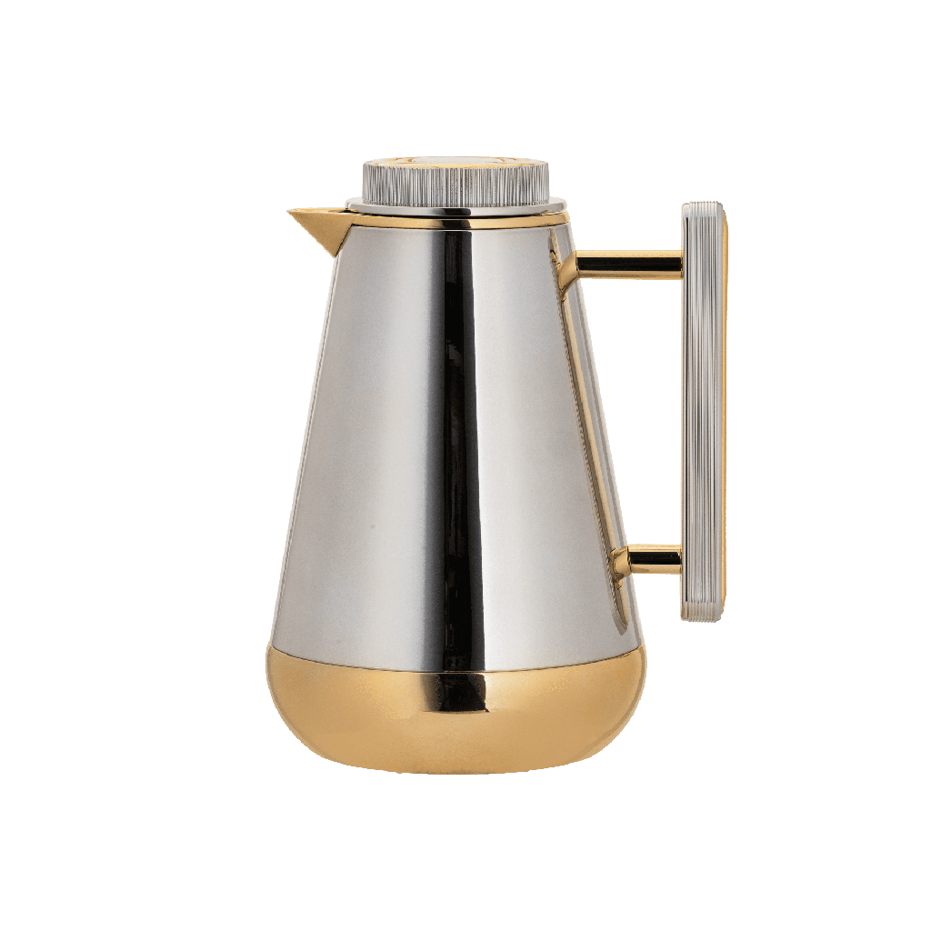 Lilia thermos for coffee and tea from Al Saif / Elegant design that suits all tastes / Made to maintain the heat of drinks for long hours - 1.3 liters - golden nickel