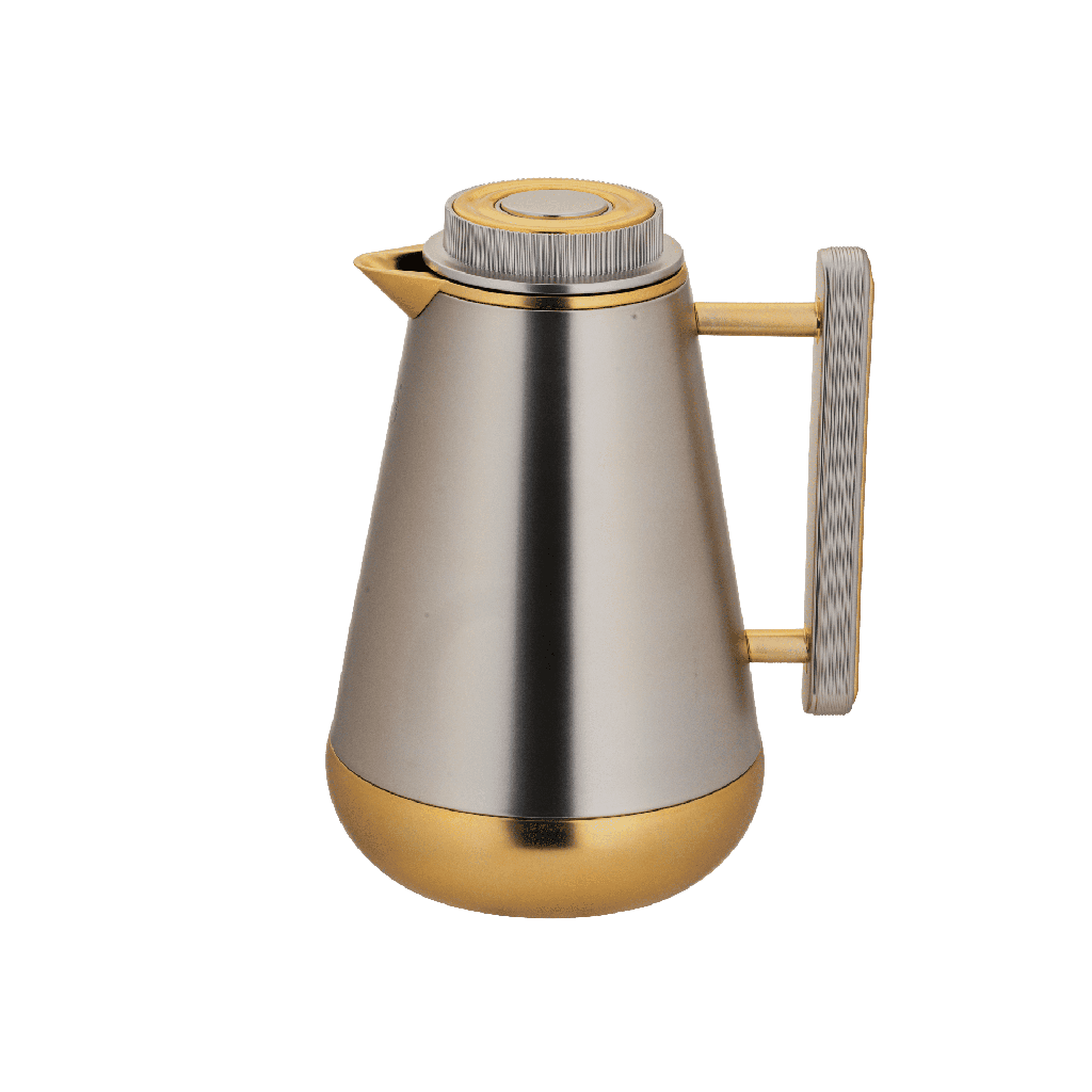 Lilia thermos for coffee and tea from Al Saif / Elegant design that suits all tastes / Made to maintain the heat of drinks for long hours - 1.3 liters - matte golden nickel