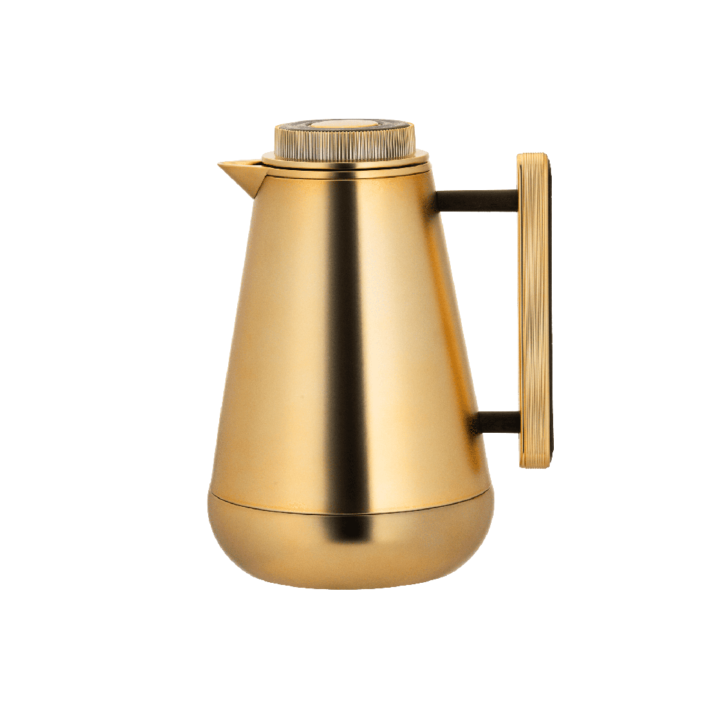 Lilia thermos for coffee and tea from Al Saif / Elegant design that suits all tastes / Made to maintain the heat of drinks for long hours - 1.3 liters - wooden matte gold