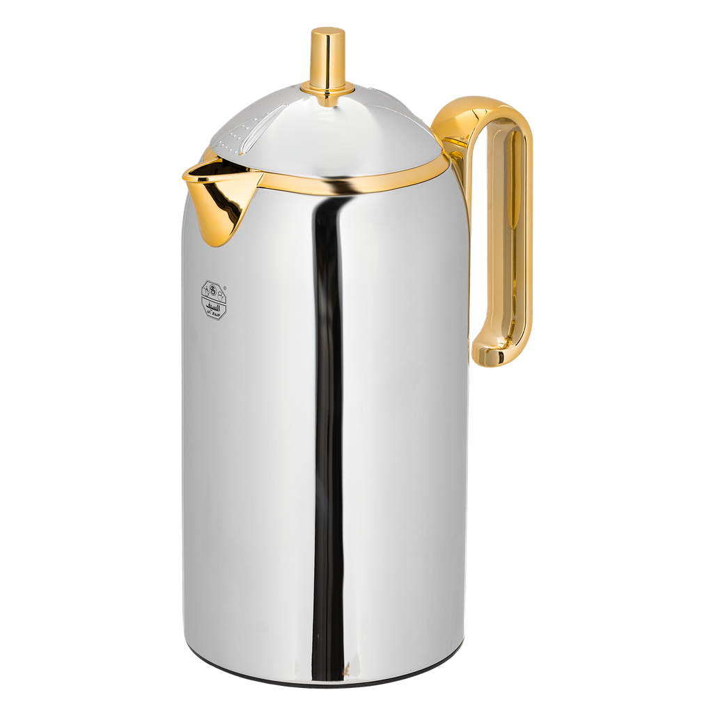Alice Thermos for Coffee and Tea from Al Saif / Elegant design that suits all tastes / Made to maintain the heat of drinks for long hours - 0.3 liters - Nickel/Gold