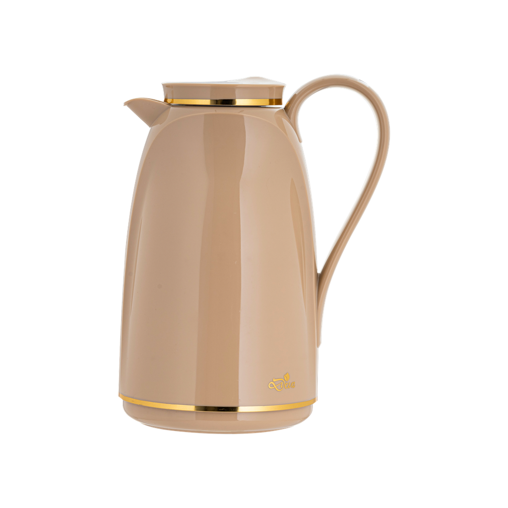 ترمس قهوة او شاي من ديفا / تصميم أنيق يناسب جميع الأذواق سعه 1 لتر - بني/ذهبي