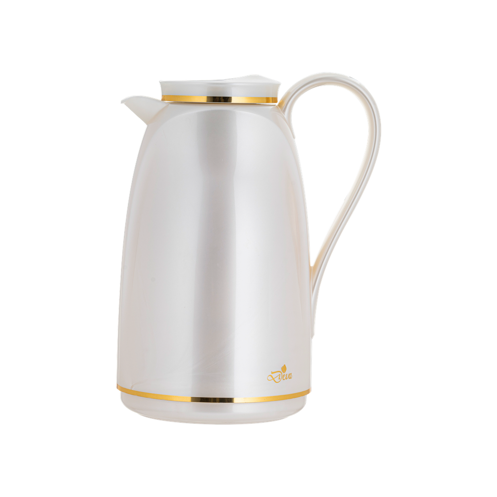 Diva thermos for coffee or tea / elegant design to suit all tastes, capacity of 1 liter - pearly white/gold