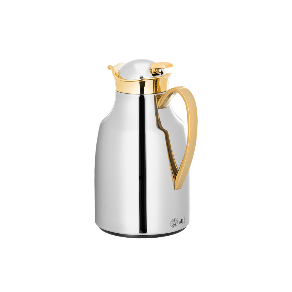 Al Saif Aryam Thermos for coffee and tea from Al Saif / Elegant design to suit all tastes / Made to maintain the heat of drinks for long hours / Ideal for daily use at home or office / Multi-color and size - 0.65 liters - Nickel/Gold