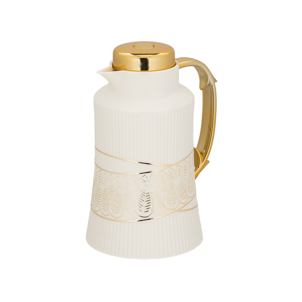ترمس قهوة او شاي من ديفا / تصميم أنيق يناسب جميع الأذواق سعه 1 لتر - عاجي/ذهبي