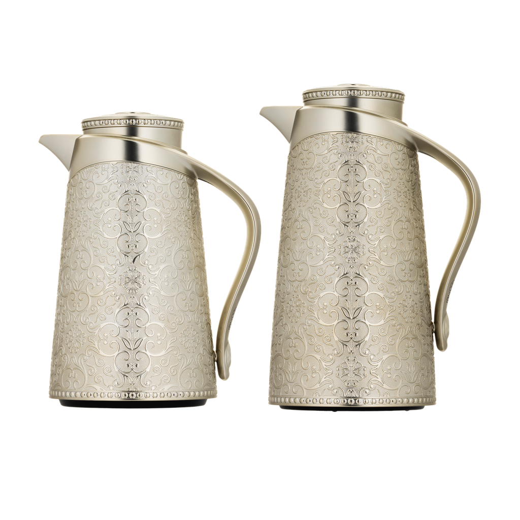 Zeina thermos set for coffee and tea, two pieces from Al Saif, capacity 1.0/0.7 liters / elegant design to suit all tastes / made to maintain heat - champagne