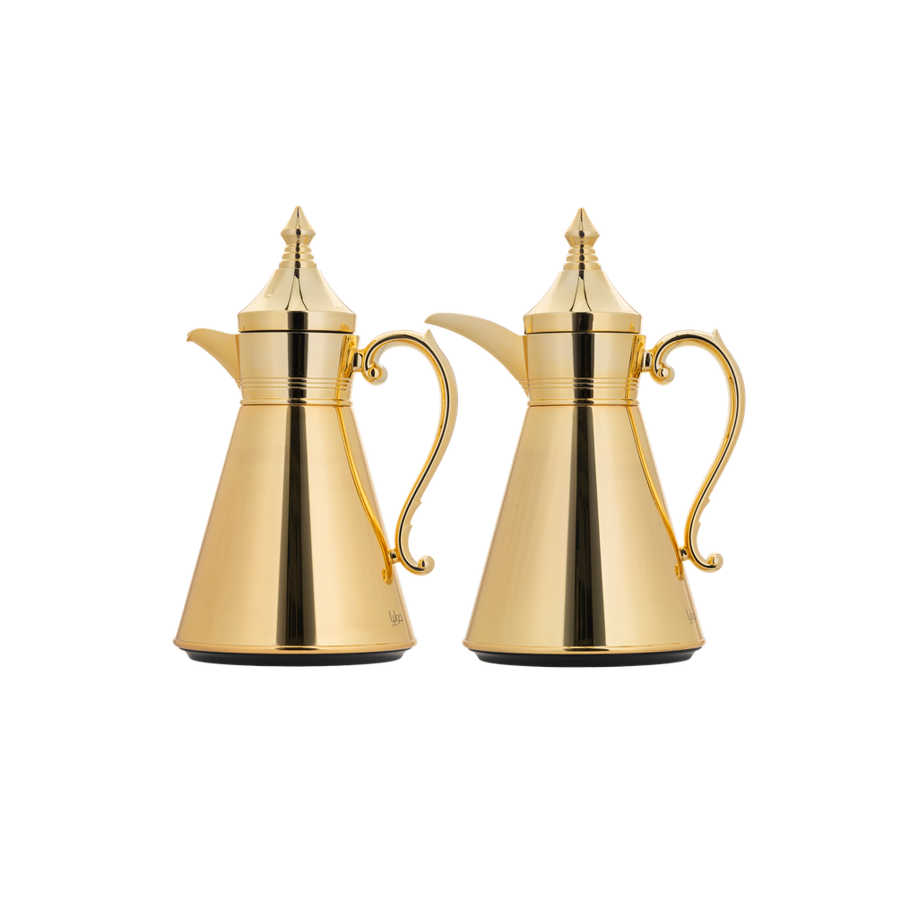 Julia thermos set for coffee and tea, two pieces from Al Saif, capacity 1.0/0.7 liters / elegant design to suit all tastes / made to preserve heat - gold