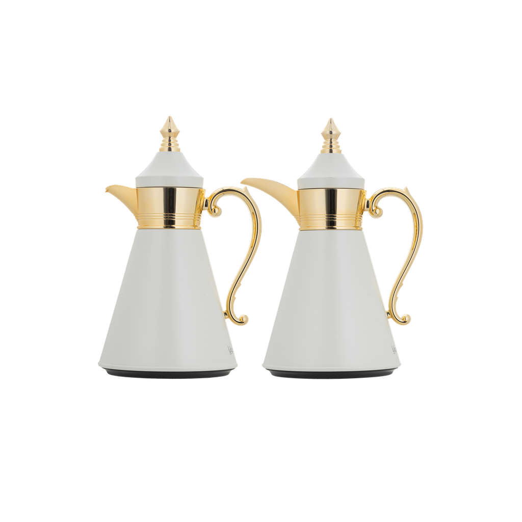 Julia thermos set for coffee and tea, two pieces from Al Saif, capacity 1.0/0.7 liters / elegant design to suit all tastes / made to preserve heat - golden ivory