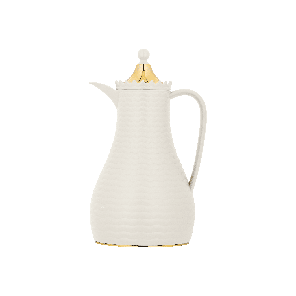 ترمس قهوة او شاي من ديفا / تصميم أنيق يناسب جميع الأذواق سعه 1 لتر - عاجي/ذهبي