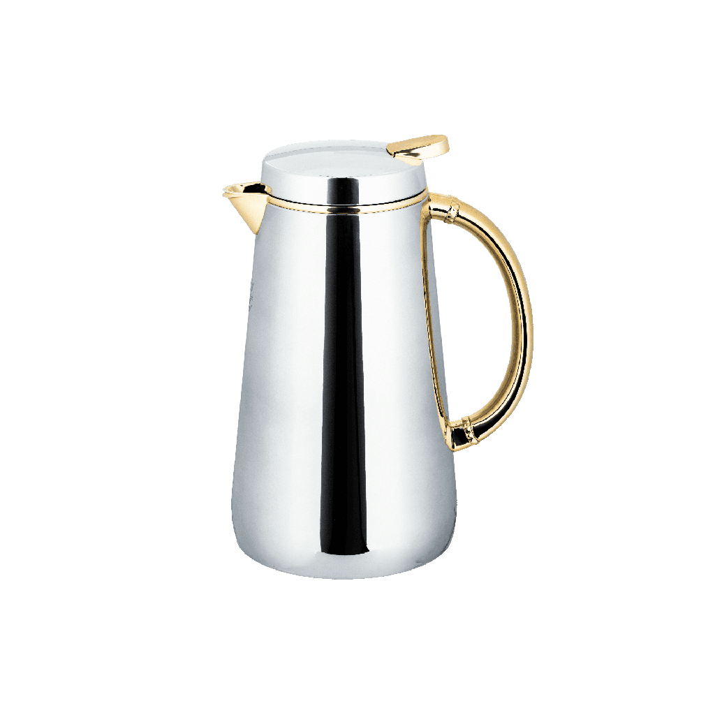 Sama Thermos for coffee and tea from Al Saif / Elegant design to suit all tastes / Made to maintain the heat of drinks for long hours - 0.7 liters - Chrome/Gold