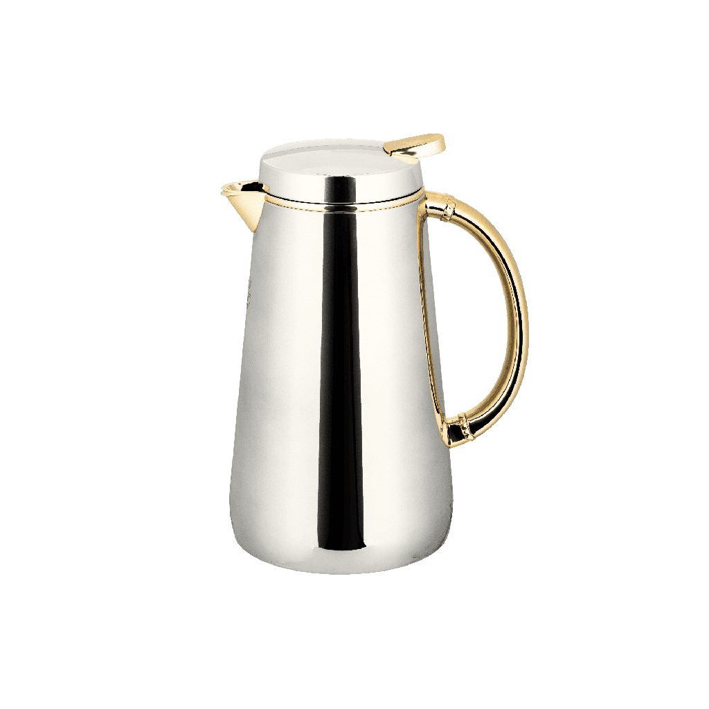 Sama Thermos for coffee and tea from Al Saif / Elegant design to suit all tastes / Made to maintain the heat of drinks for long hours - Gold Nickel - 0.7 liters
