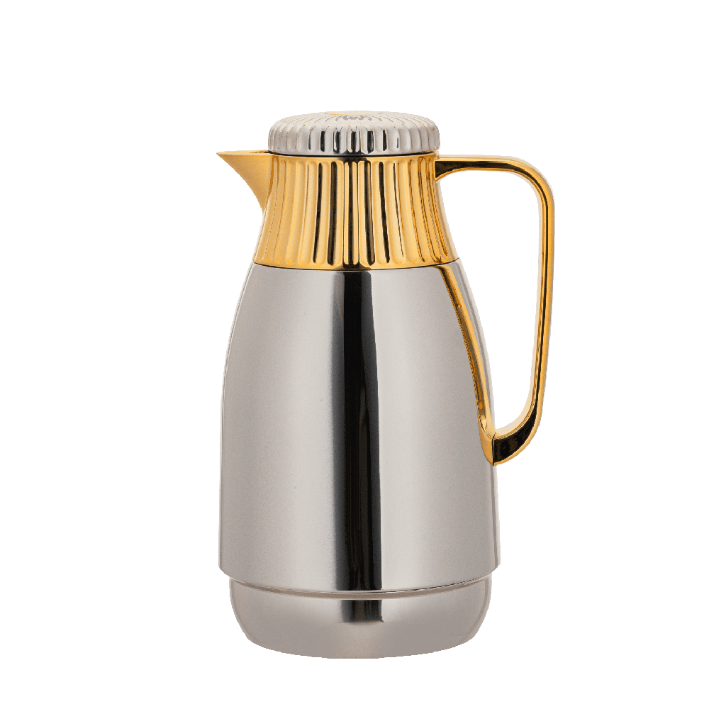 Aram thermos for coffee and tea from Al Saif / Elegant design that suits all tastes / Made to maintain the heat of drinks for long hours - 0.5 liters - nickel gold