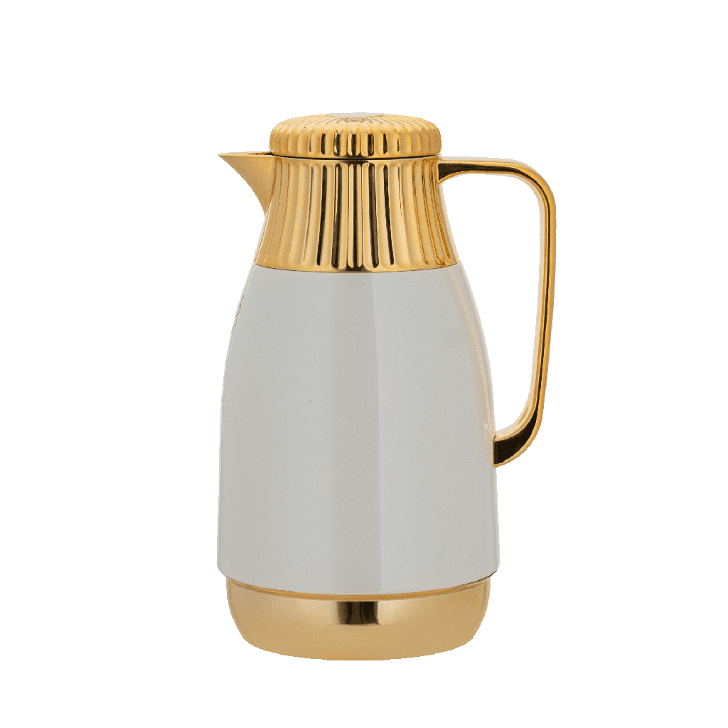 Aram thermos for coffee and tea from Al Saif / Elegant design that suits all tastes / Made to maintain the heat of drinks for long hours - 1 liter - Golden Ivory