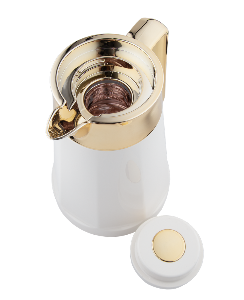Al Saif Maya Coffee and Tea Thermos from Al Saif / Elegant design that suits all tastes / Made to maintain the heat of drinks for long hours - pearl/gold - 1.5 liters