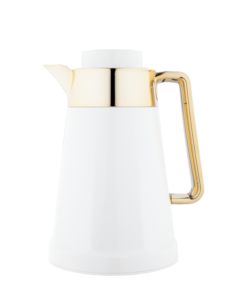 Al Saif Maya Coffee and Tea Thermos from Al Saif / Elegant design that suits all tastes / Made to maintain the heat of drinks for long hours - pearl/gold - 1 liter