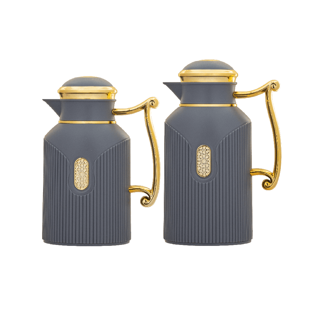 A two-piece thermos set for coffee and tea from Diva / elegant design to suit all tastes, capacity 0.7/1.0 liters - dark gray/gold