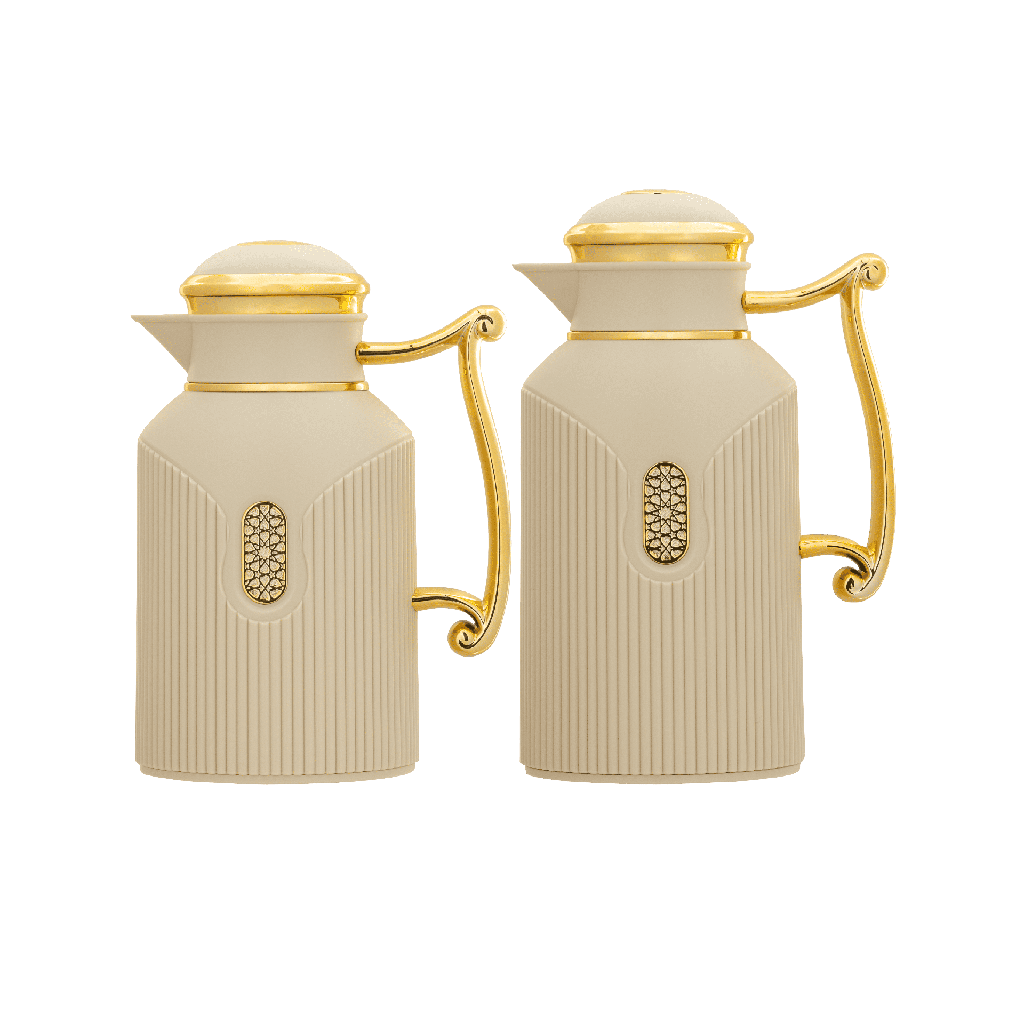 A two-piece thermos set for coffee and tea from Diva / elegant design to suit all tastes, capacity 0.7/1.0 liters - beige