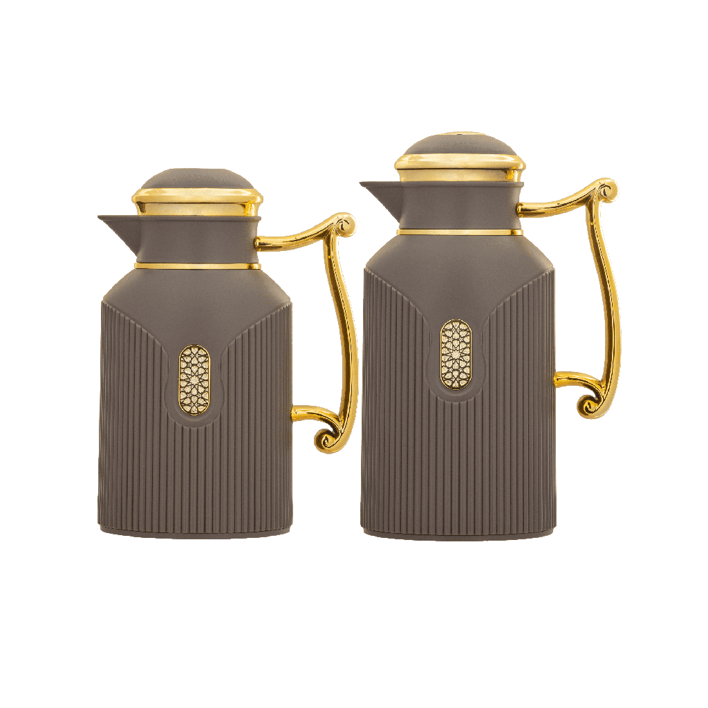 A two-piece thermos set for coffee and tea from Diva / elegant design to suit all tastes, capacity 0.7/1.0 liters - brown/gold