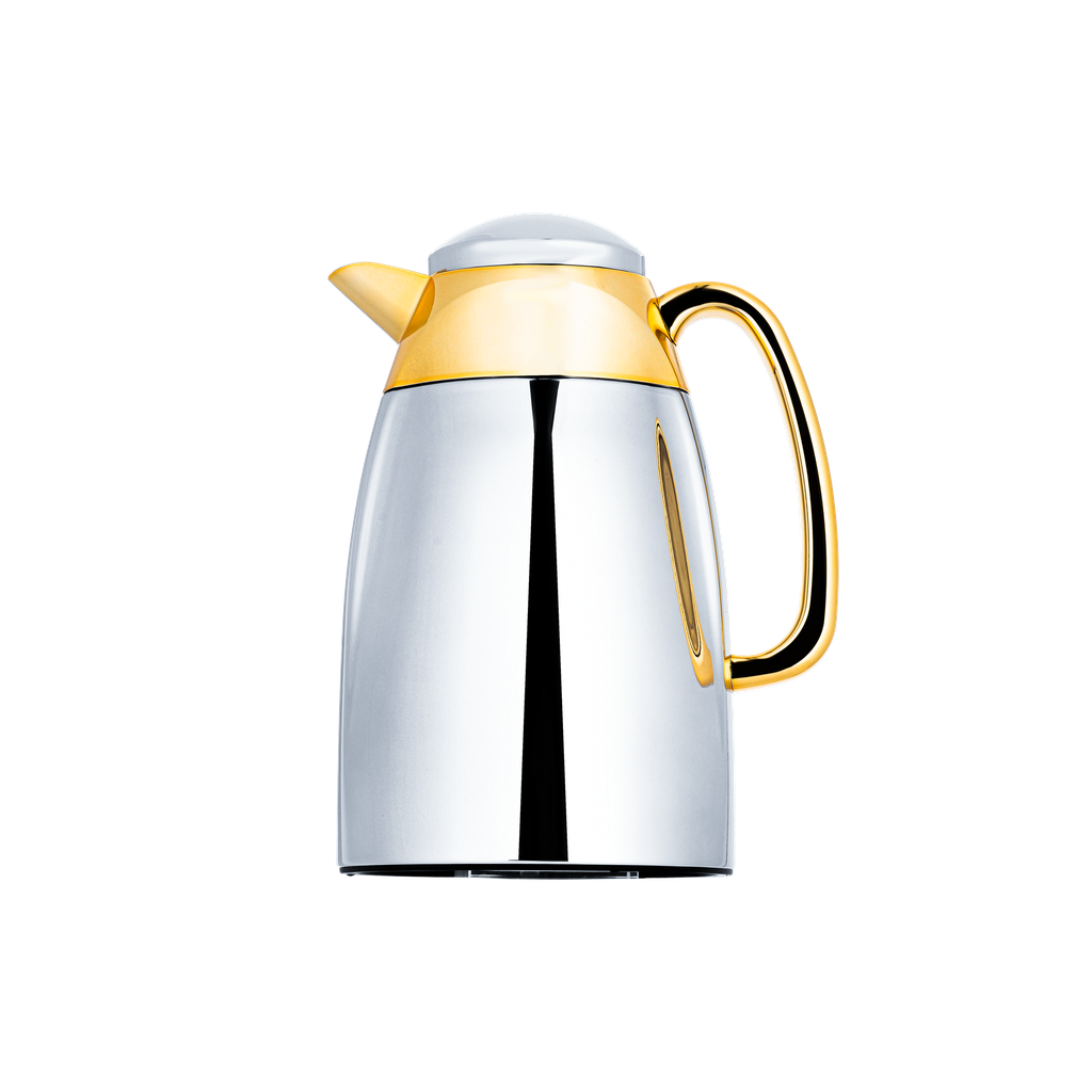 Al Saif Yara Thermos for coffee and tea from Al Saif / Elegant design to suit all tastes / Made to maintain the heat of drinks for long hours / Ideal for daily use at home or office / Multi-color and size - gilded chrome - 0.35 liters
