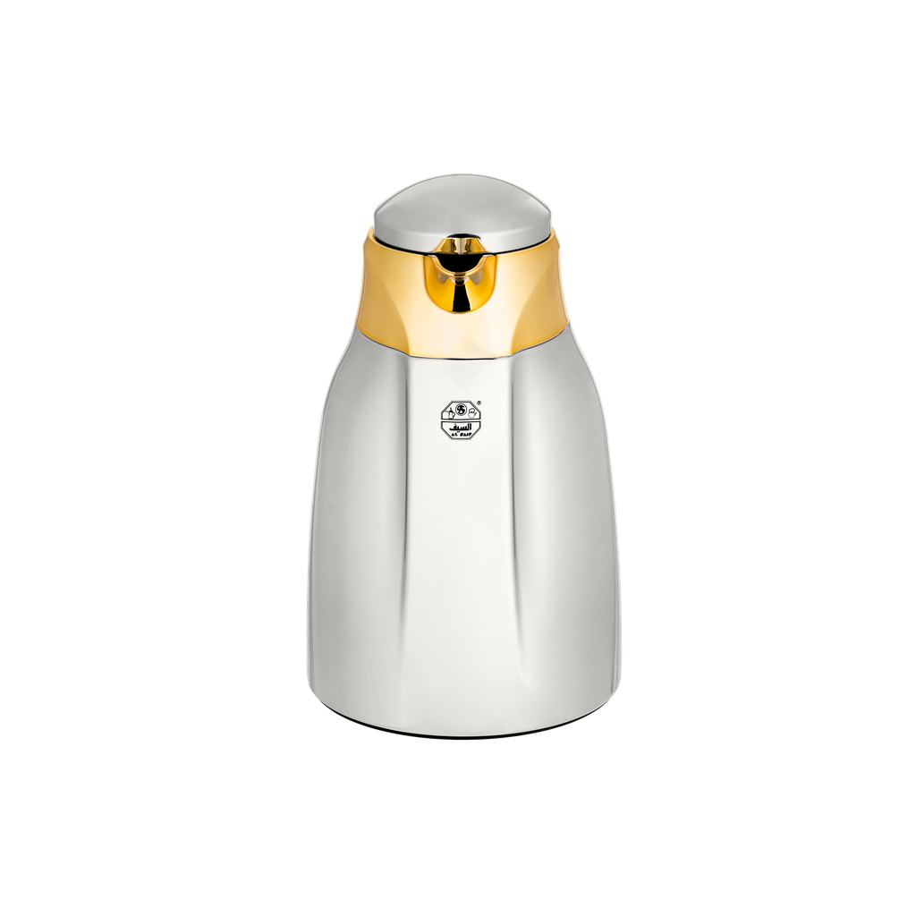 Al Saif Yara Thermos for coffee and tea from Al Saif / Elegant design to suit all tastes / Made to maintain the heat of drinks for long hours / Ideal for daily use at home or office / Multi-color and size - gilded nickel - 0.35 liters