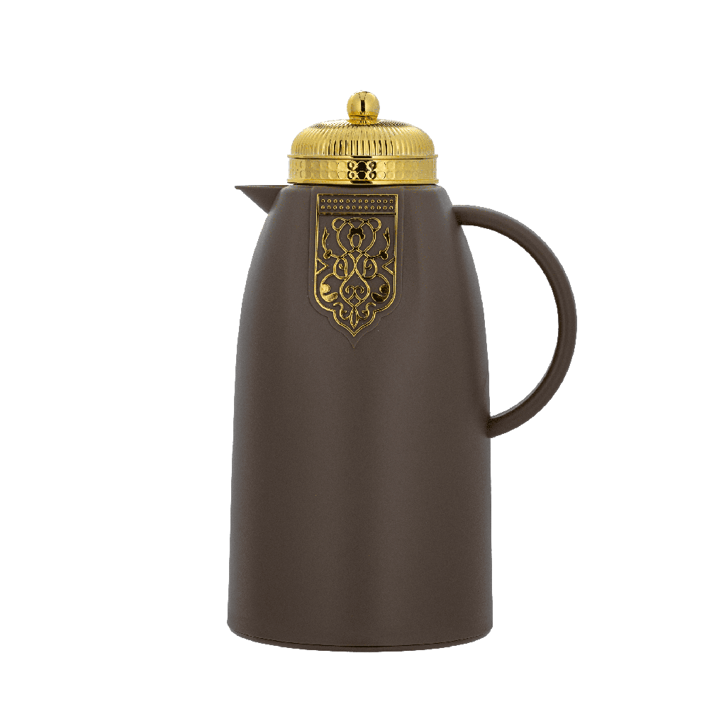 ترمس قهوة او شاي من ديفا / تصميم أنيق يناسب جميع الأذواق سعه 1 لتر - بني/ذهبي