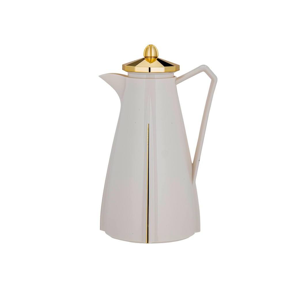 ترمس قهوة او شاي من ديفا / تصميم أنيق يناسب جميع الأذواق سعه 1 لتر - عاجي/ذهبي