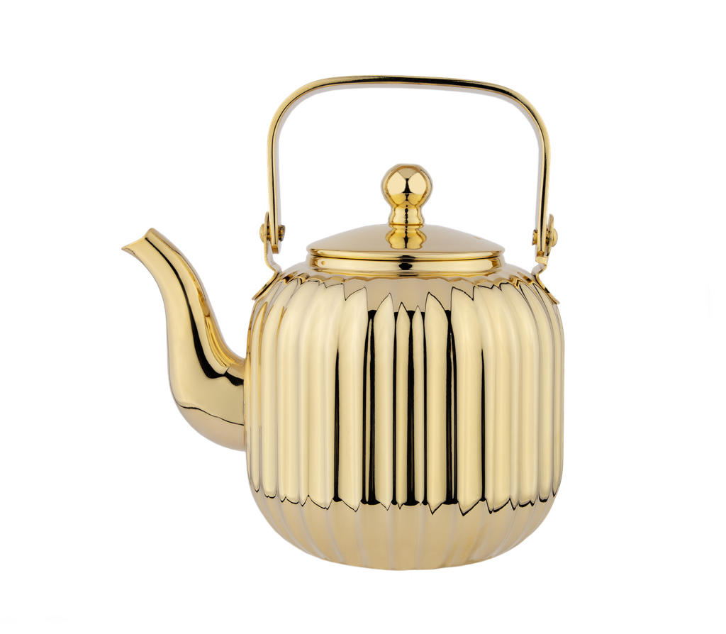 The Jewel Steel Jug from Al Saif is durable and elegant, ideal for serving various types of tea - gold - 1 liter