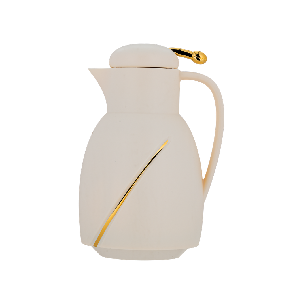 ترمس قهوة او شاي من ديفا / تصميم أنيق يناسب جميع الأذواق سعه 1 لتر - عاجي/ذهبي