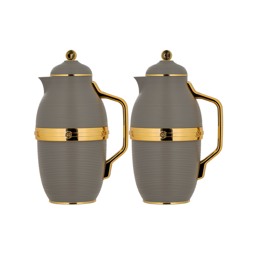 A two-piece thermos set for coffee and tea from Diva / elegant design to suit all tastes, capacity 0.7/1.0 liters - dark gray/gold