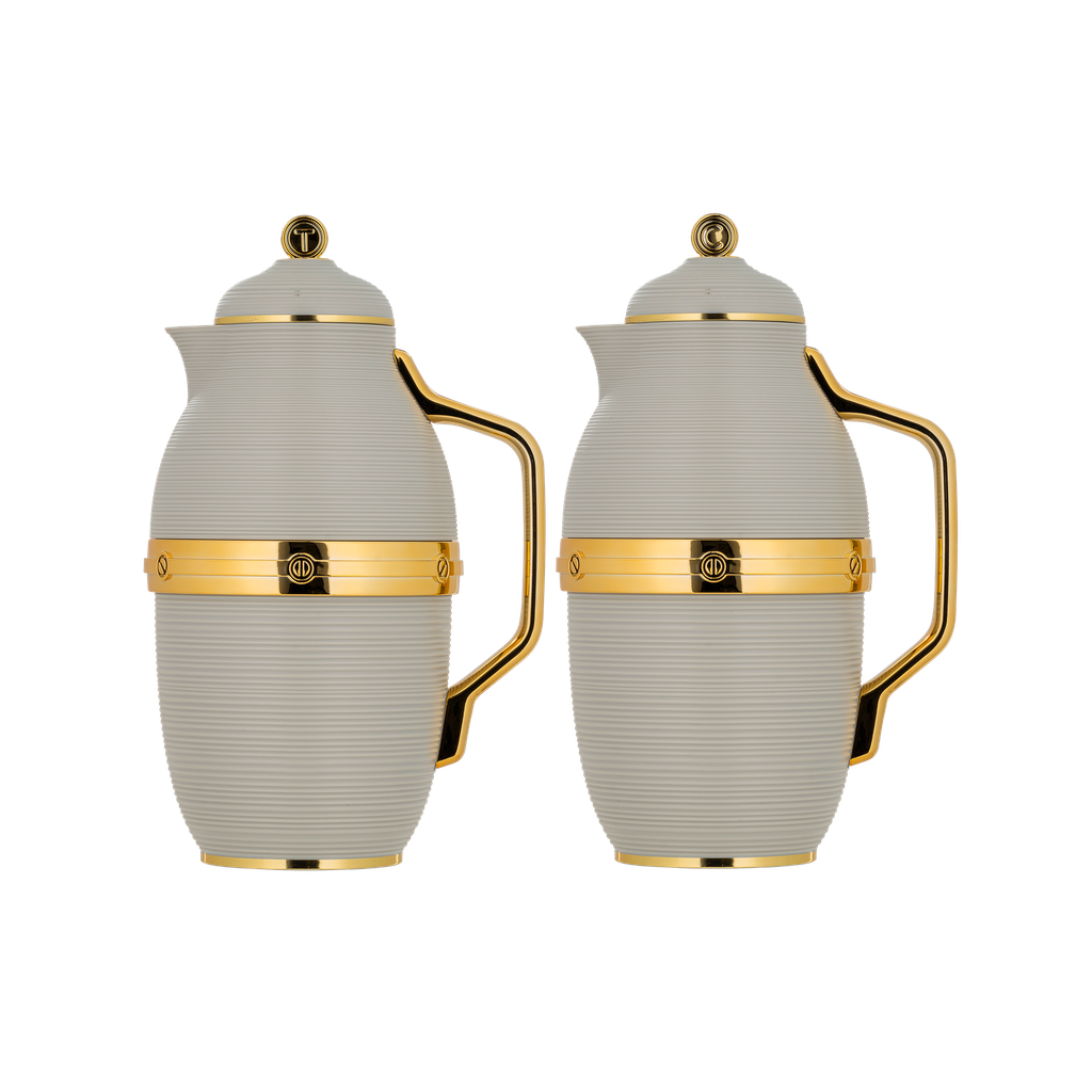 A two-piece thermos set for coffee and tea from Diva / elegant design to suit all tastes, capacity 0.7/1.0 liters - gray/gold