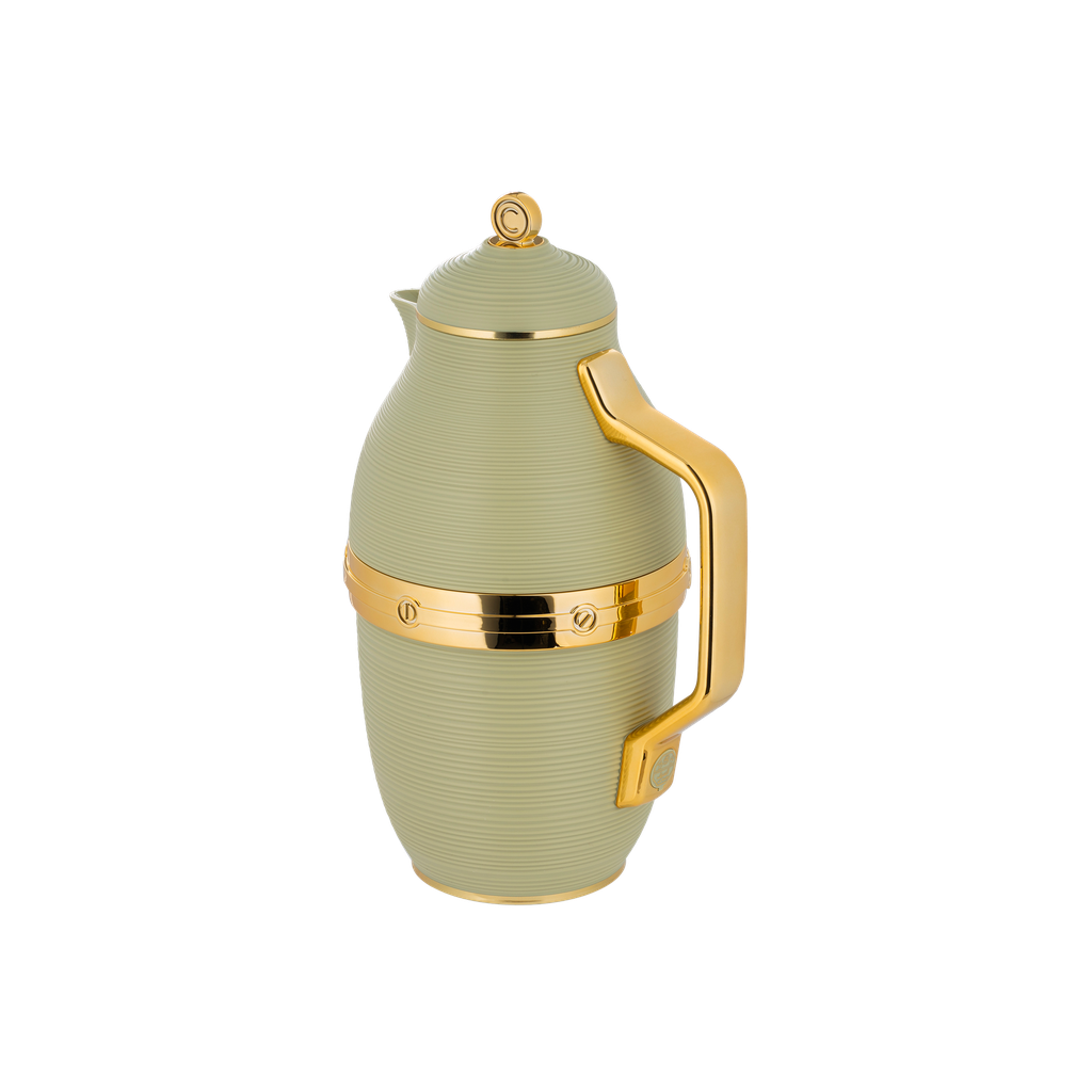 A two-piece thermos set for coffee and tea from Diva / elegant design to suit all tastes, capacity 0.7/1.0 liters - light green/gold