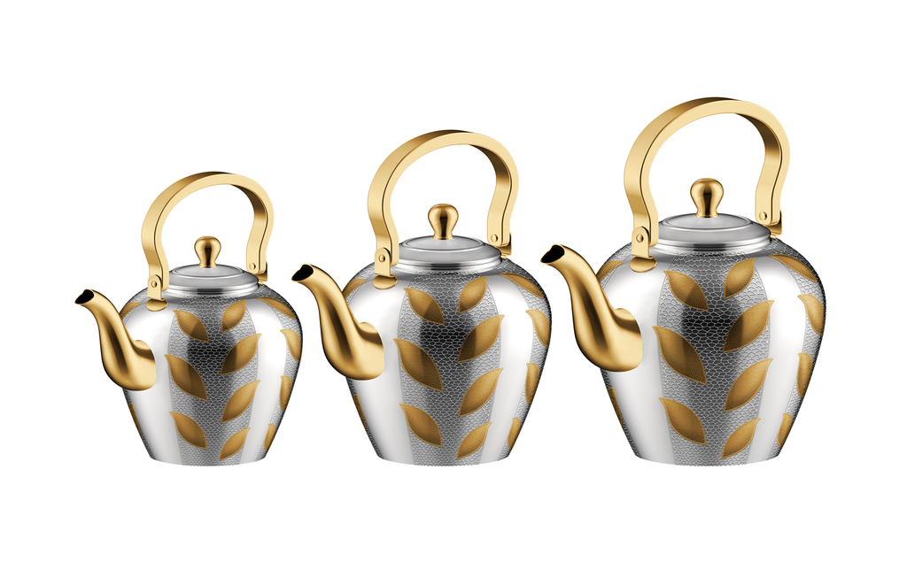 The Taima jug from Al Saif is durable and elegant, ideal for serving tea of ​​various sizes and colors - two colors - set of 3 pieces