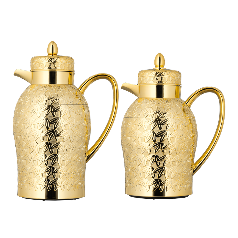 طقم عتيقة للقهوة وشاي قطعتين من السيف / تصميم أنيق يناسب جميع الأذواق / مصنوع للحفاظ على حرارة المشروبات لساعات طويلة / مثالي للاستخدام اليومي في المنزل أو المكتب / متعدد الالوان - ذهبي