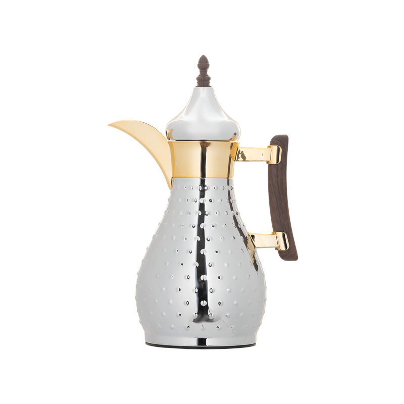 ترمس بادي قهوة وشاي من السيف / تصميم أنيق يناسب جميع الأذواق / مصنوع للحفاظ على حرارة المشروبات لساعات طويلة / مثالي للاستخدام اليومي في المنزل أو المكتب / متعدد الالوان والمقاسات - 0.6 لتر - كروم/ذهبي